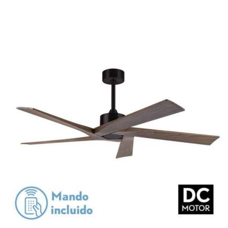 Ventilador de techo Dc Nadir Negro/nogal Sin Luz con 5 Aspas - 1