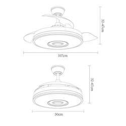 Ventilador de techo led Dc Noto 72w Cromo con 3 aspas desplegables transparentes - 3