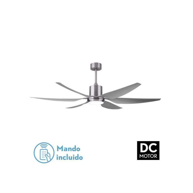 Ventilador de techo led Dc Otto 24w Niquel con 6 Aspas Plata - 1