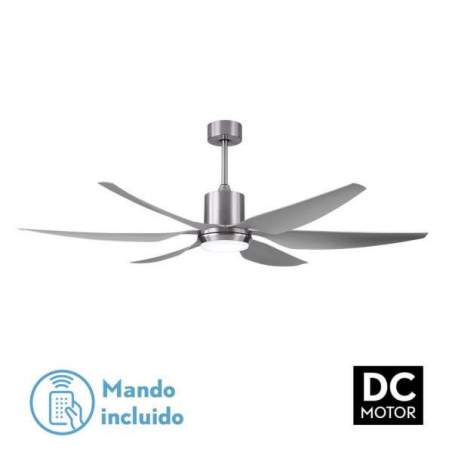 Ventilador de techo led Dc Otto 24w Niquel con 6 Aspas Plata - 1