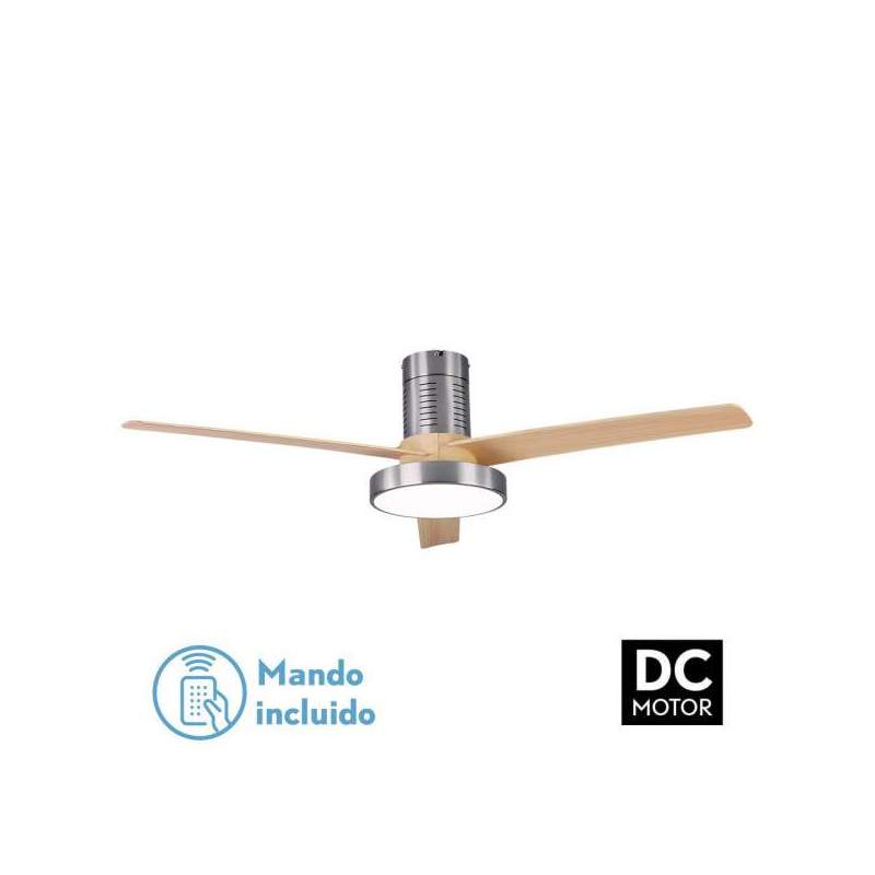 Ventilador de techo led Dc Pax 40w Niquel con 3 Aspas Haya - 1