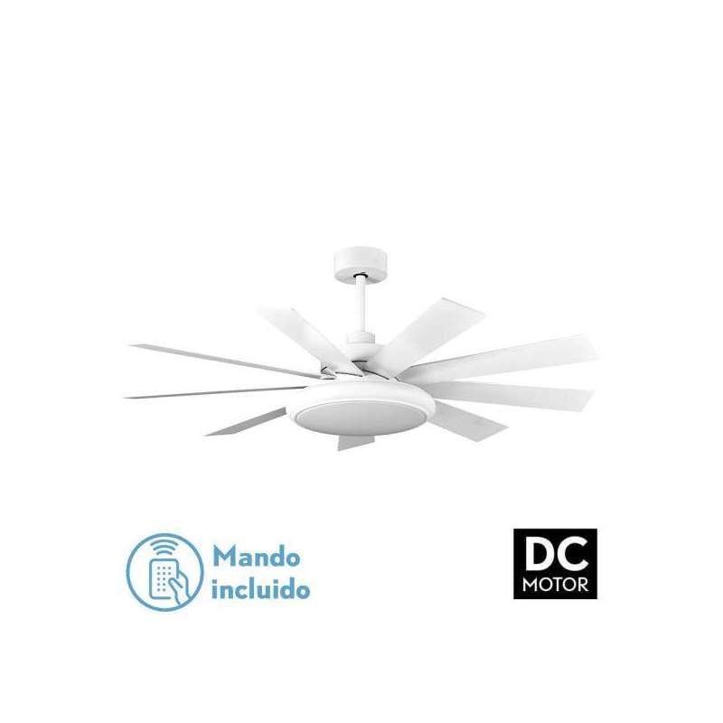 Ventilador de techo led Dc Pireo 36w Blanco con 9 Aspas reversibles Blanca/haya - 1