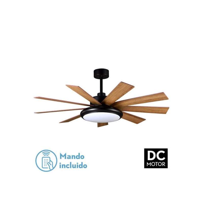Ventilador de techo led DC Pireo 36w Negro con 9 Aspas reversibles Roble/haya - 1