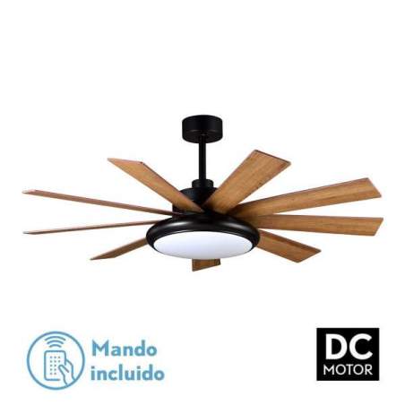 Ventilador de techo led DC Pireo 36w Negro con 9 Aspas reversibles Roble/haya - 1