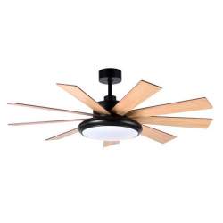 Ventilador de techo led DC Pireo 36w Negro con 9 Aspas reversibles Roble/haya - 2
