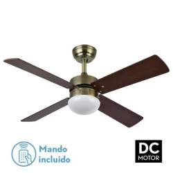 Ventilador de techo Dc Sofia 2 casquillos E27 Cuero con 4 Aspas Reversibles - 1
