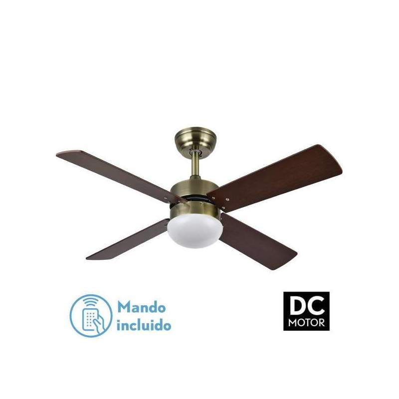 Ventilador de techo Dc Sofia 2 casquillos E27 Cuero con 4 Aspas Reversibles - 1