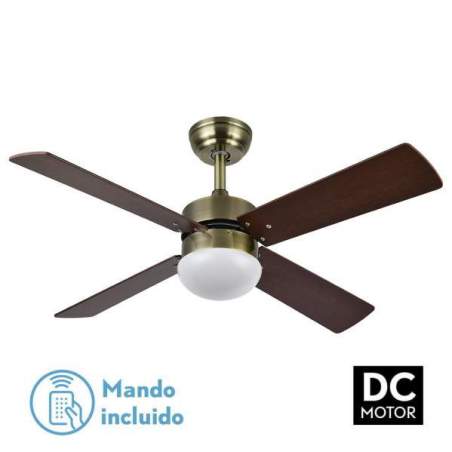 Ventilador de techo Dc Sofia 2 casquillos E27 Cuero con 4 Aspas Reversibles - 1