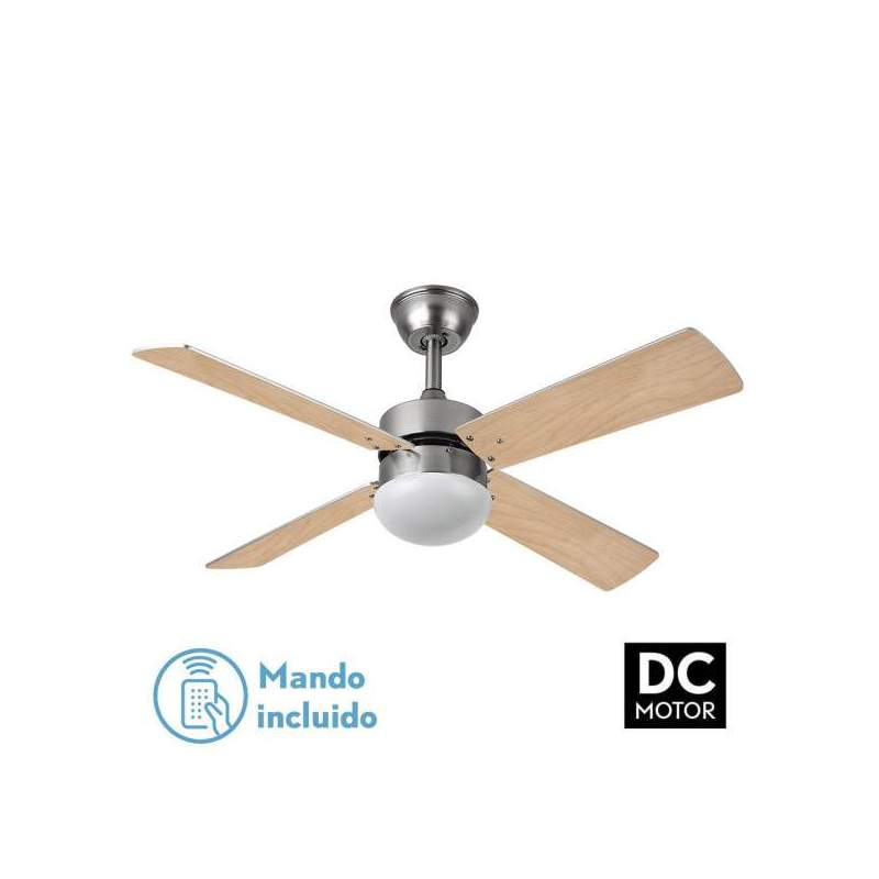 Ventilador de techo Dc Sofia 2 casquillos E27 Niquel con 4 Aspas Reversibles - 1