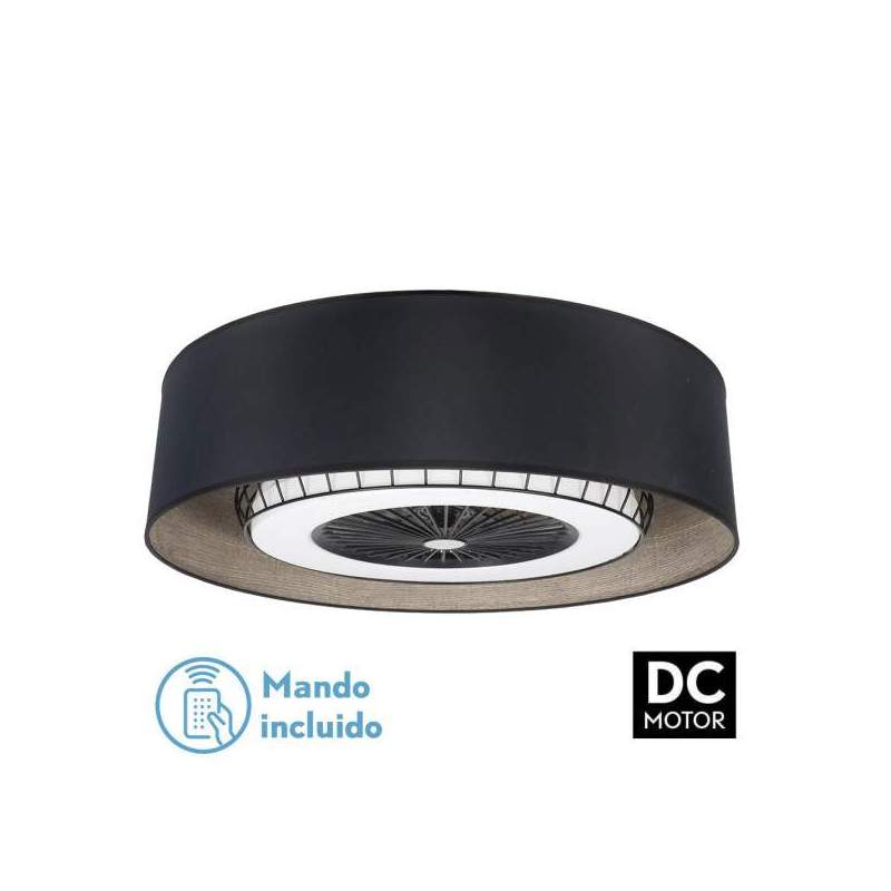 Ventilador de techo led DC Tania 72w Negro/madera Gris 70 cm diametro con 5 Aspas - 1