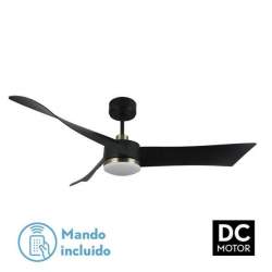 Ventilador de techo led Dc Tempel 26w Negro/cuero con 3 Aspas - 1