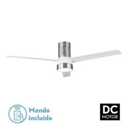 Ventilador de techo led Dc Teo 24w Niquel con 3 Aspas Blancas - 1