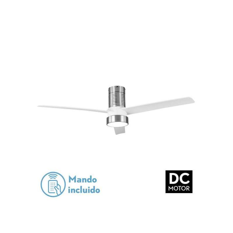 Ventilador de techo led Dc Teo 24w Niquel con 3 Aspas Blancas - 1