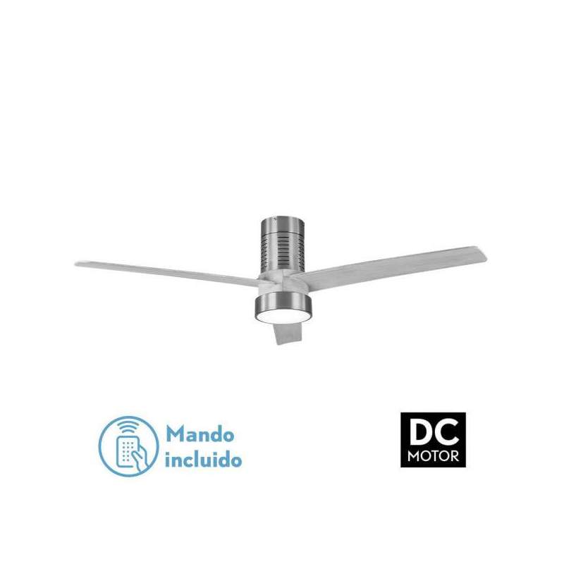 Ventilador de techo led Dc Teo 24w Niquel con 3 Aspas Gris - 1