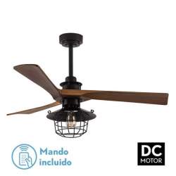 Ventilador de techo Dc Vulturno Negro con 1 casquillo E27 con 3 Aspas Roble - 1