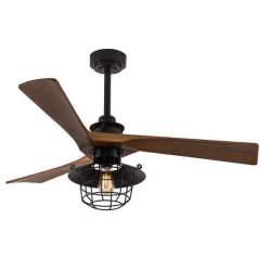 Ventilador de techo Dc Vulturno Negro con 1 casquillo E27 con 3 Aspas Roble - 2