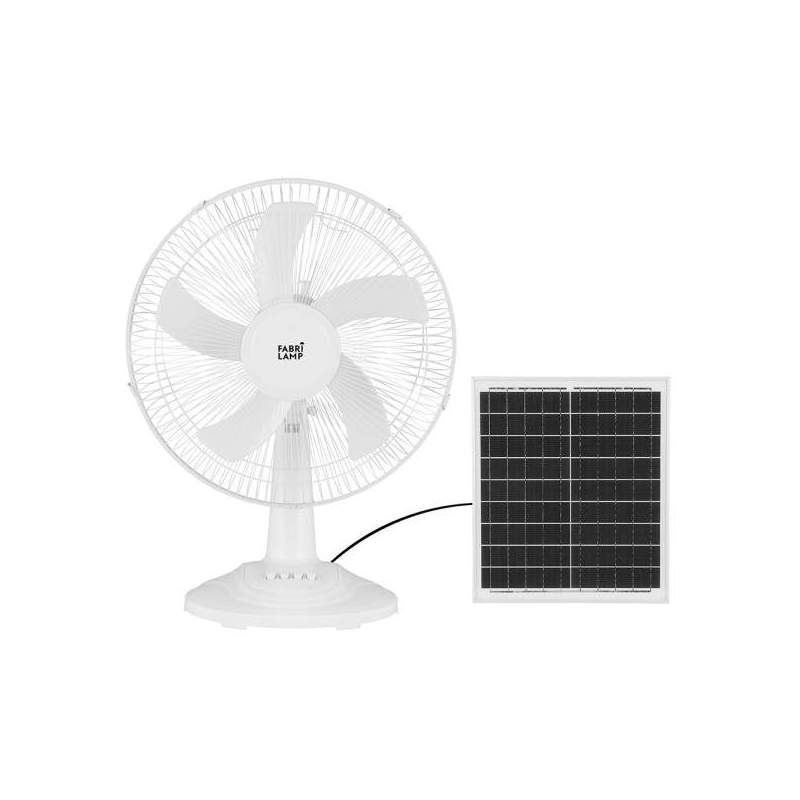 Ventilador Sobremesa DC Solar Abanico Blanco 20w con 5 Aspas blancas - 1