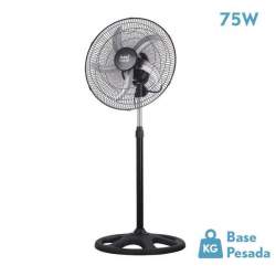 Ventilador De Pie Reforzado Negro 75W con 5 Aspas Plata - 1
