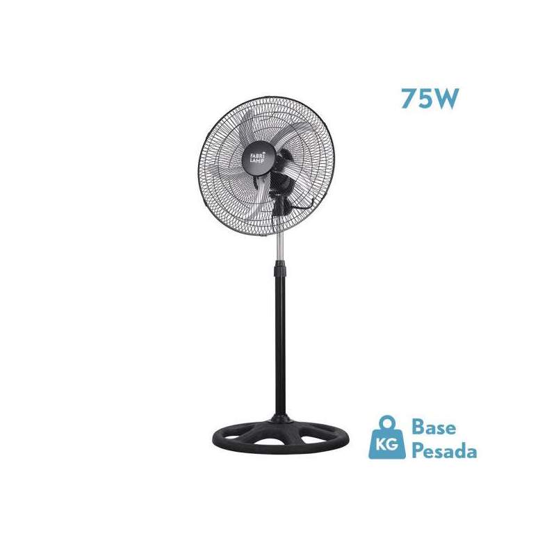 Ventilador De Pie Reforzado Negro 75W con 5 Aspas Plata - 1