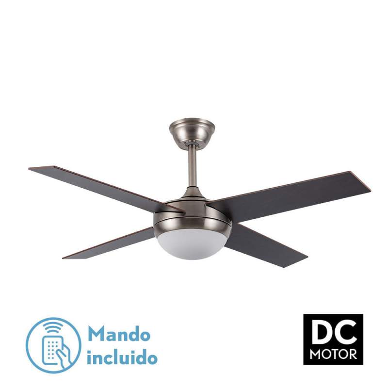 Ventilador de techo Dc Ciro Niquel 2 casquillos E27 con 4 Aspas Reversibles Wengué/Haya