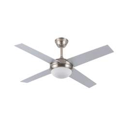 Ventilador de techo Dc Ciro Niquel 2 casquillos E27 con 4 Aspas Reversibles Plata/Haya