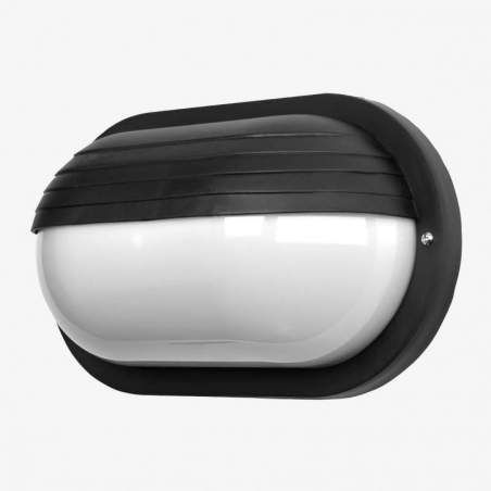 Aplique de pared para exterior Canopus ovalado con casquillo E27 en negro (grande)