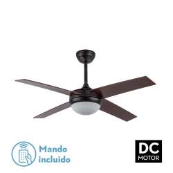 Ventilador de techo Dc Ciro Rustico 2 casquillos E27 con 4 Aspas Nogal
