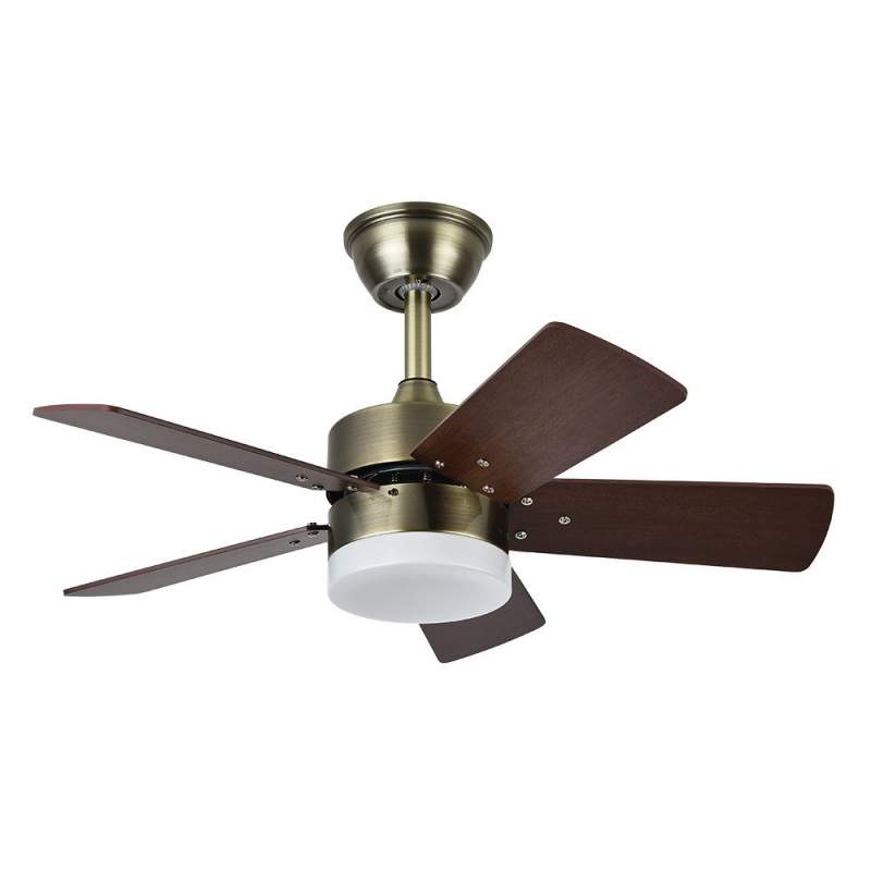 Ventilador de techo led 36w Dc Marta Cuero con 5 Aspas Reversibles Cerezo/Nogal