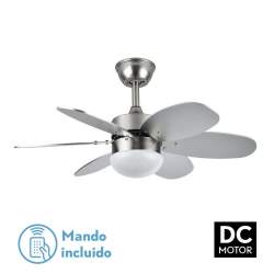 Ventilador de techo Dc Alves 2xe27 Niquel Con 6 Aspas Reversibles Plata/Haya - 2