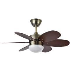 Ventilador de techo Dc Alves 2xe27 Cuero Con 6 Aspas Reversibles Cerezo/Nogal