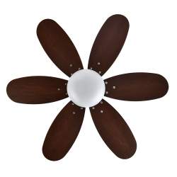 Ventilador de techo Dc Alves 2xe27 Cuero Con 6 Aspas Reversibles Cerezo/Nogal